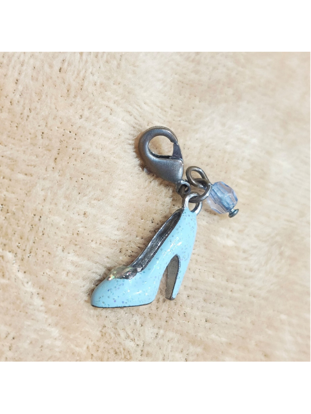 Disney Parks Cinderella Glass Slipper Shoe Bracelet Charm Silver Tone Dangle